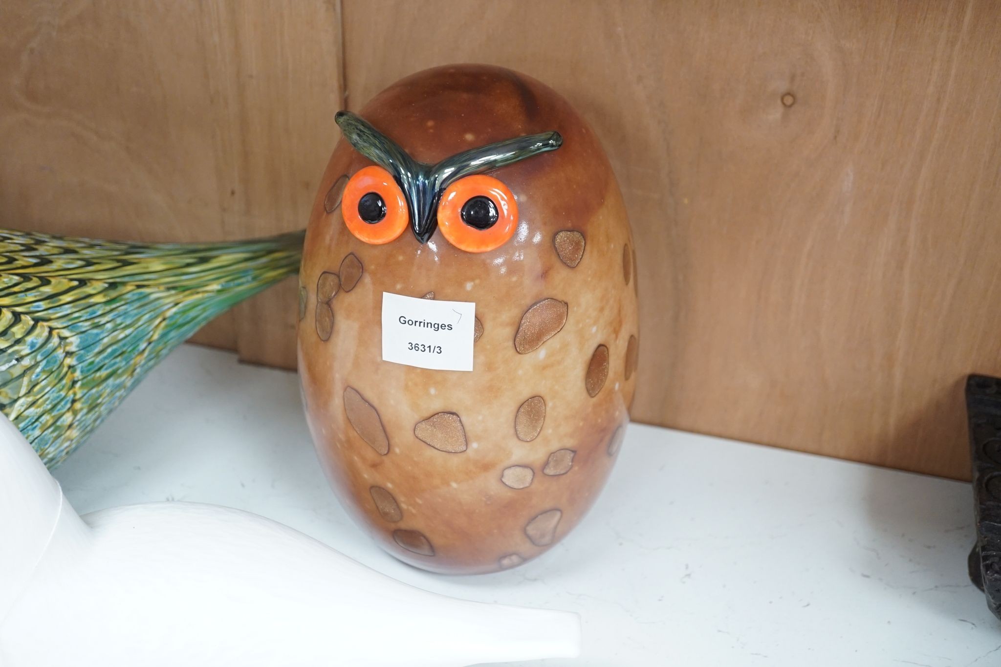 Seven Olive Toikka for littala studio glass birds, owl 26cm